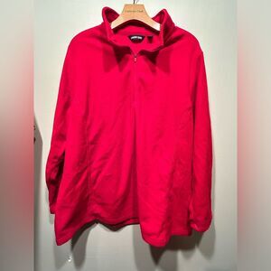 Lands End Plus Woman Red Fleece Jacket Coat Red 2X Half Zip 3 for $30